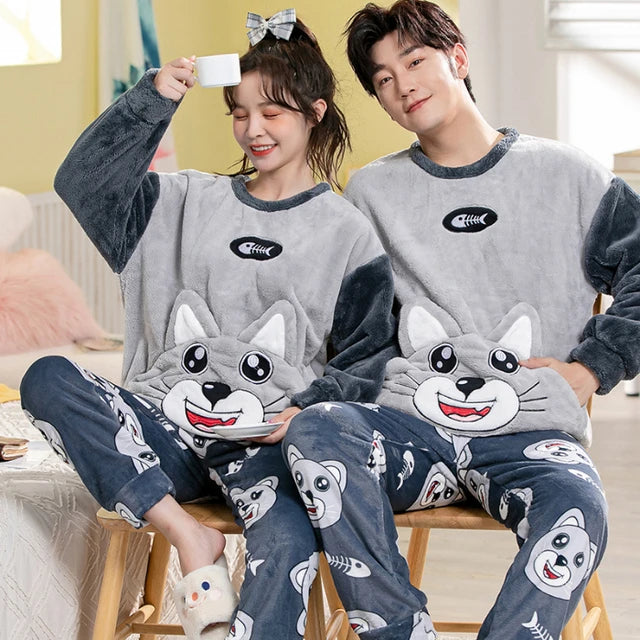 Funny Cat Couple Pajamas