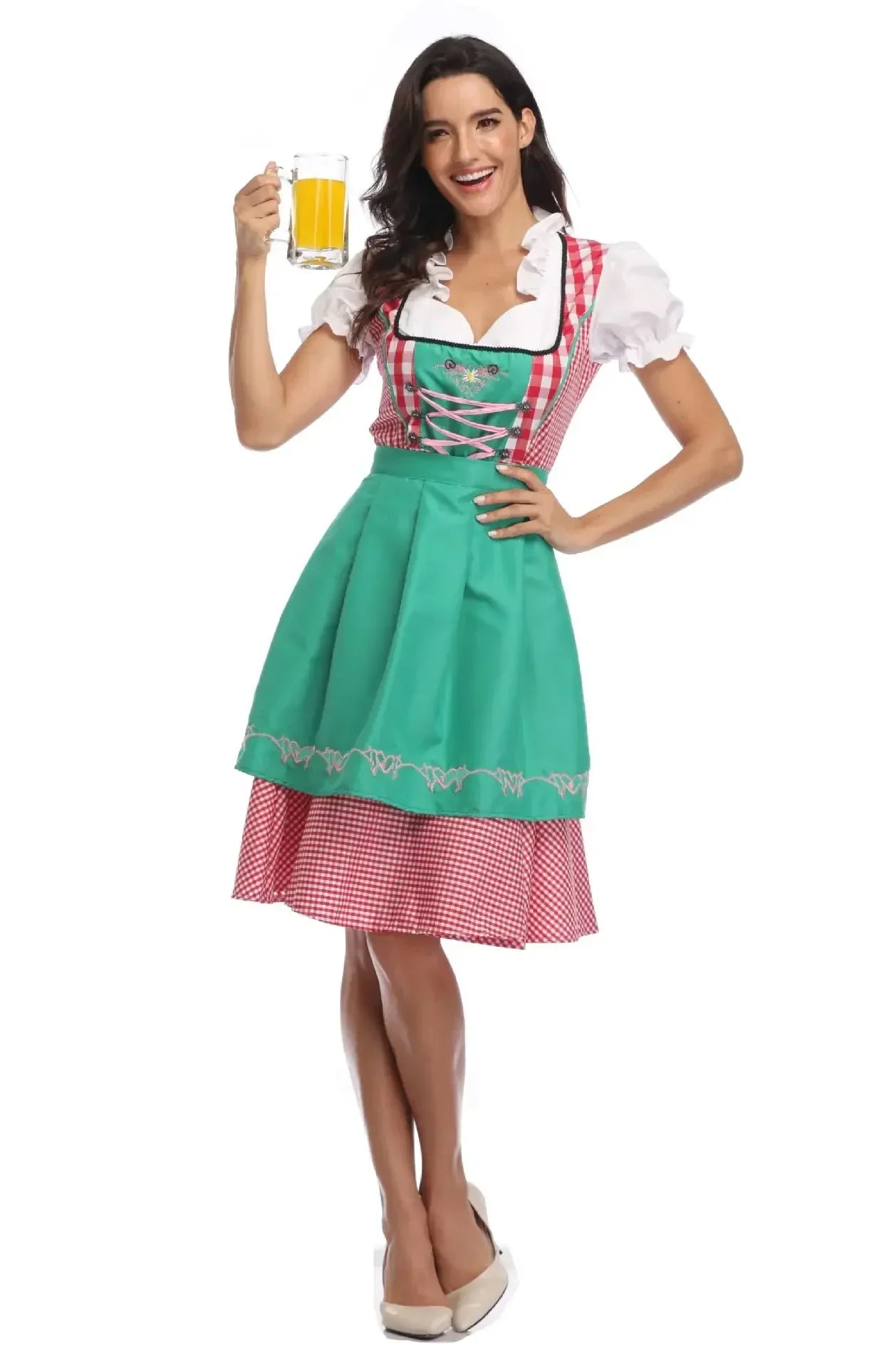 Oktoberfest Beer Maiden Costume Dirndl Plaid Beer Fest Hansel and Gretel Blue / XXL Oktoberfest Beer Maiden Costume Dirndl Plaid Beer Fest Hansel and Gretel Blue / XXL