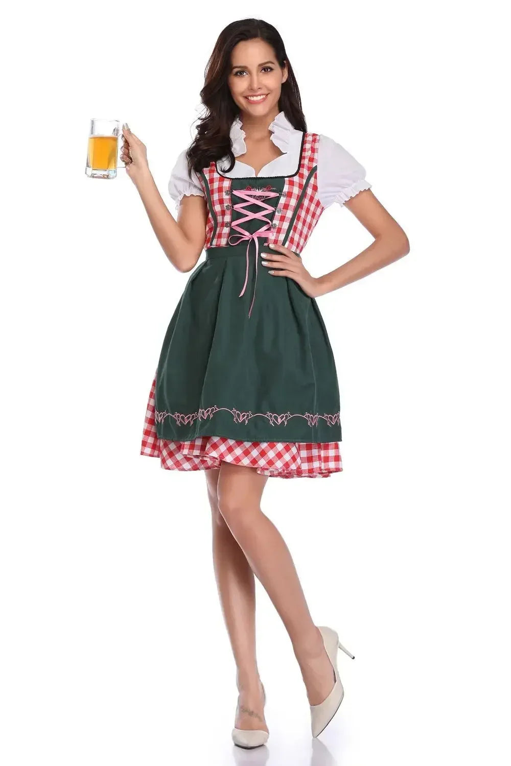 Oktoberfest Beer Maiden Costume Dirndl Plaid Beer Fest Hansel and Gretel Blue / XXL Oktoberfest Beer Maiden Costume Dirndl Plaid Beer Fest Hansel and Gretel Blue / XXL