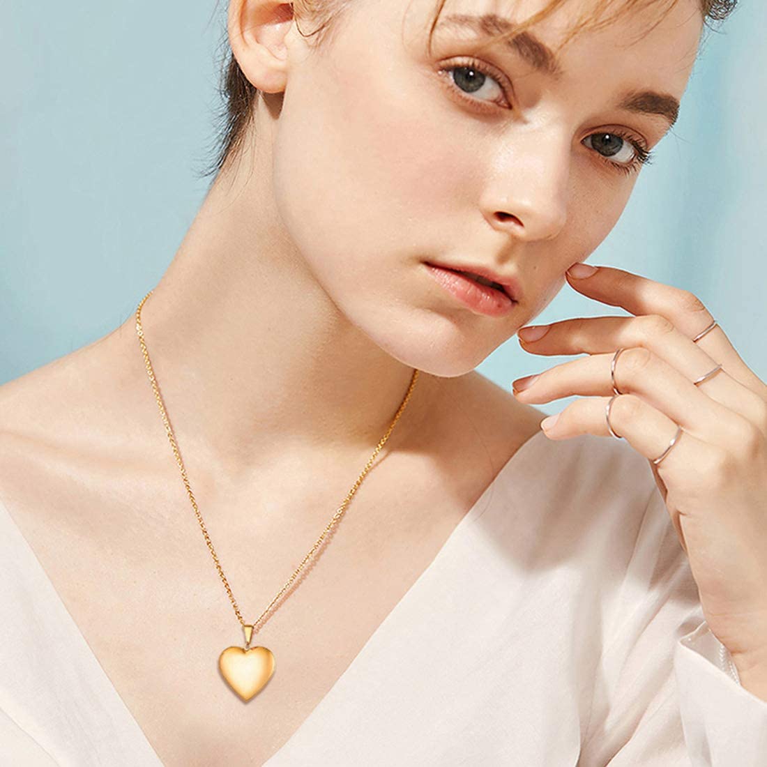 Gold Heart Locket Necklace