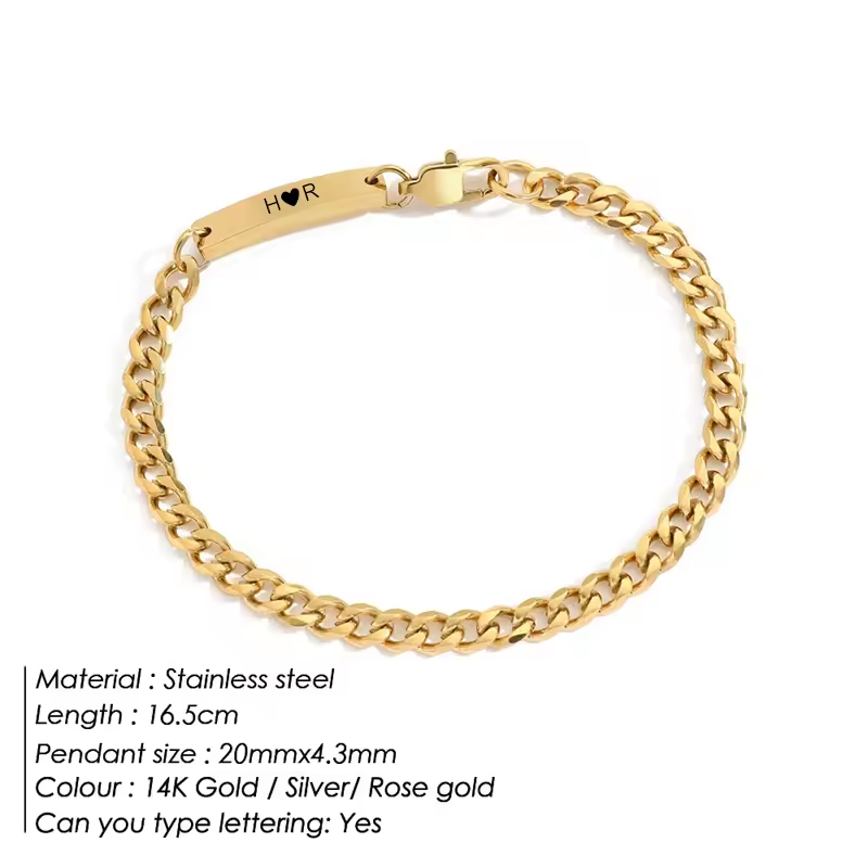 Gold Id Bracelet for Couple