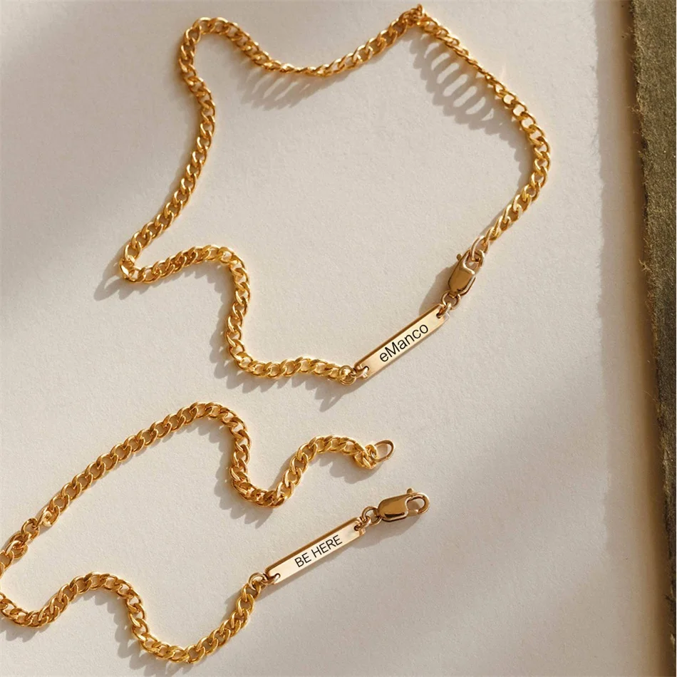 Gold Id Bracelet for Couple