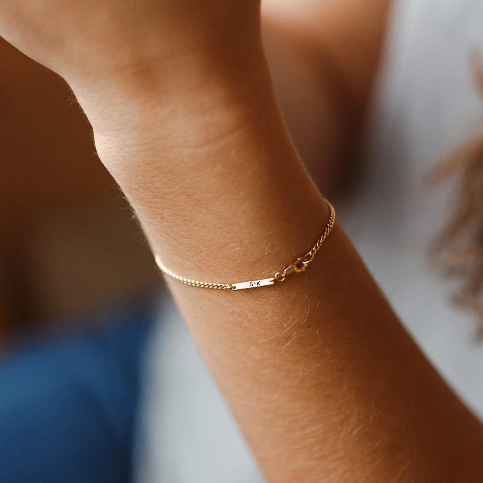 Gold Id Bracelet for Couple