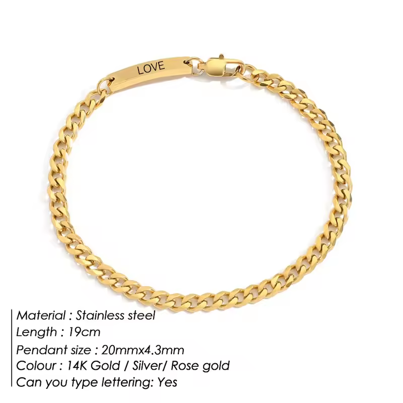 Gold Id Bracelet for Couple