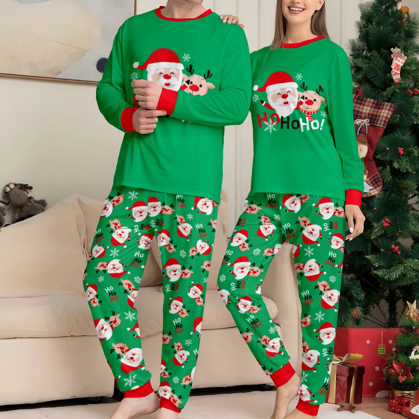 Green Christmas Pajamas Couples