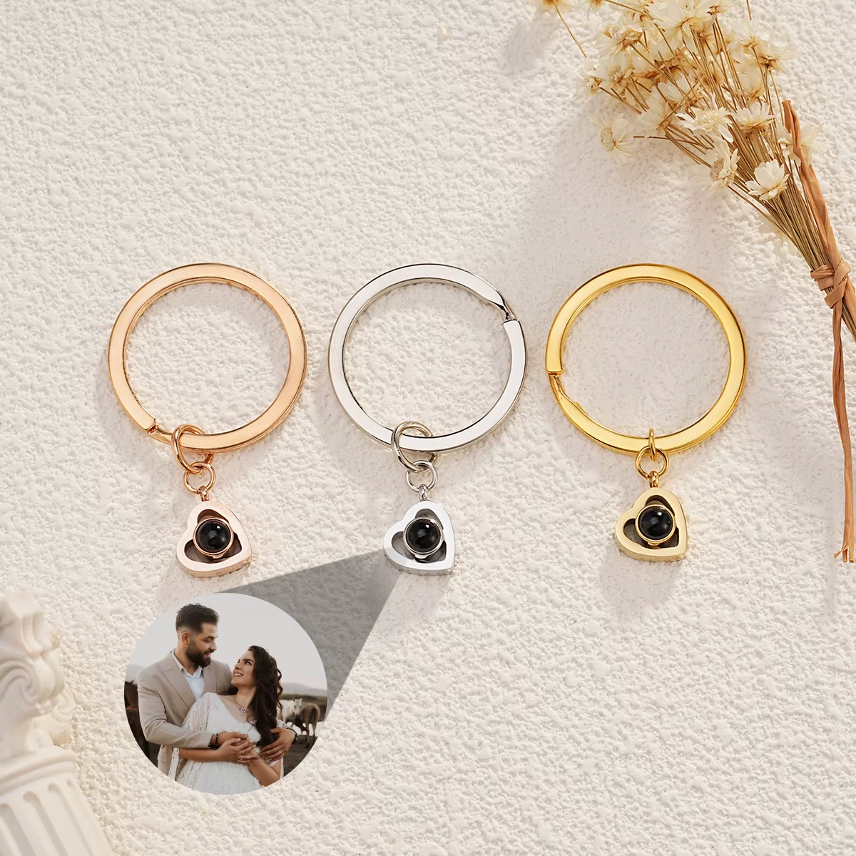 Personalized Heart Photo Projection Keychain