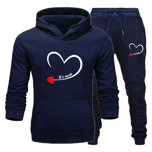 Heart matching couple jogging suits