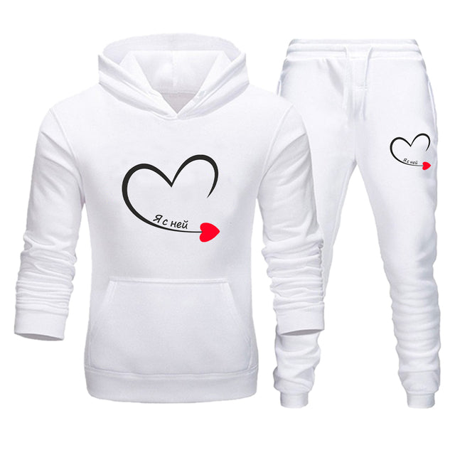 Heart matching couple jogging suits