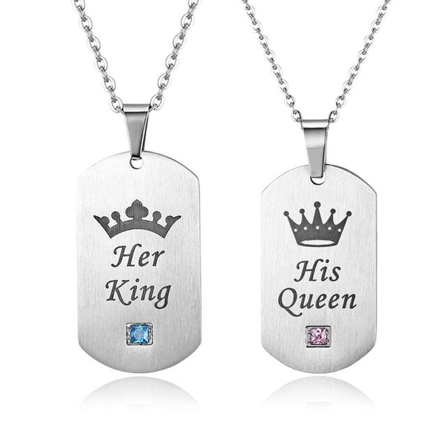 His queen her king couple necklace