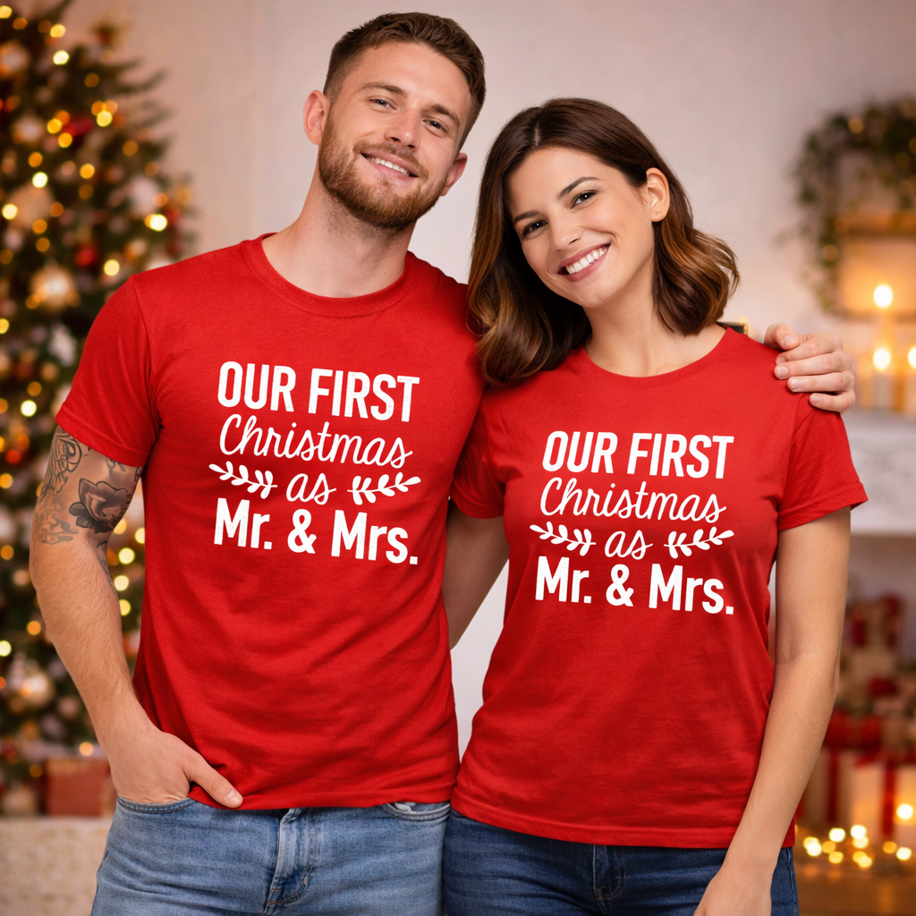 Husband and wife christmas shirts
