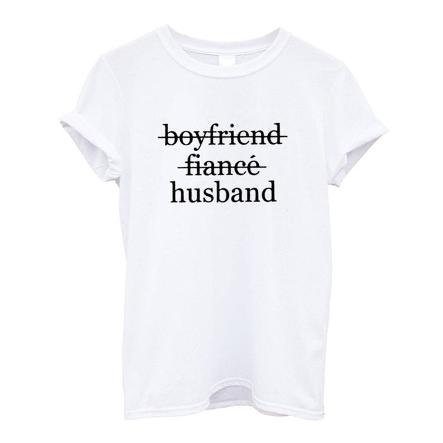 Husband and wife matching shirts