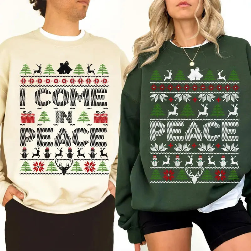 I Come in Peace Couples Christmas Sweatshirts