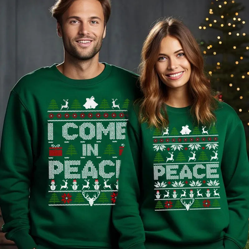 I Come in Peace Couples Christmas Sweatshirts