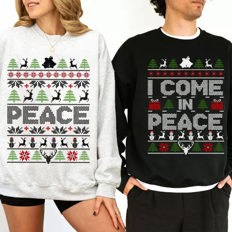 I Come in Peace Couples Christmas Sweatshirts