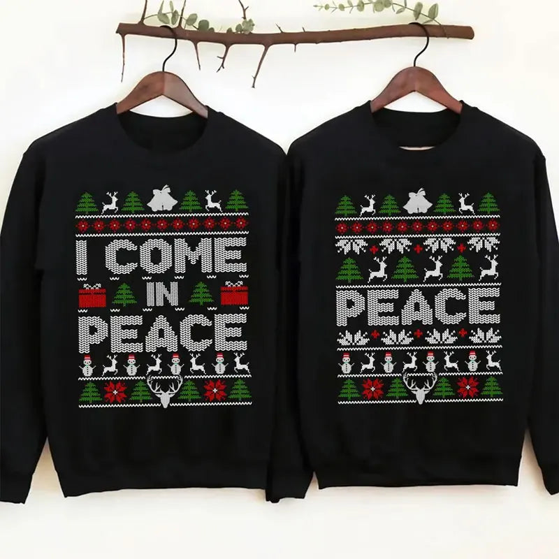 I Come in Peace Couples Christmas Sweatshirts