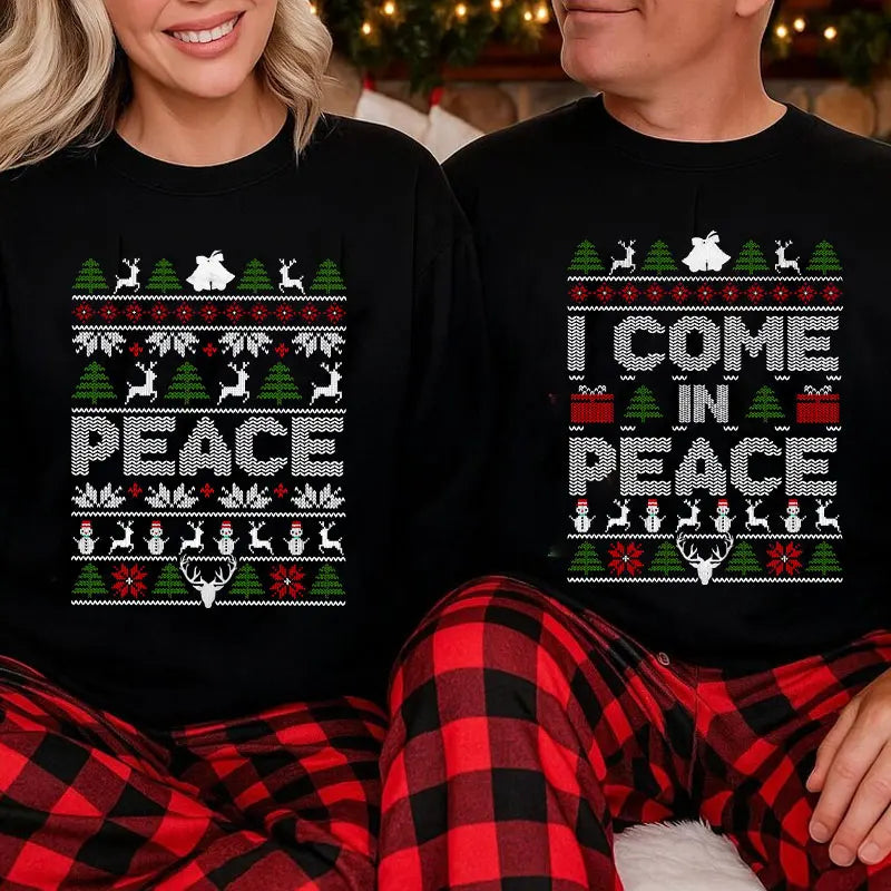 I Come in Peace Couples Christmas Sweatshirts