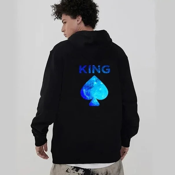 Blue king and queen hoodies cheap