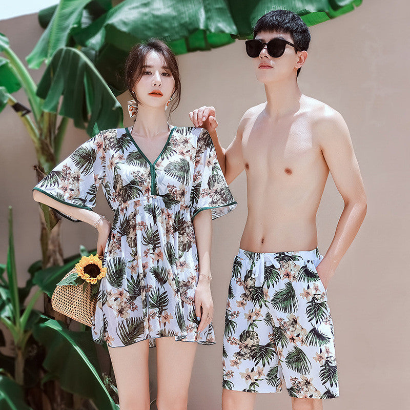 Leaf couples matching swimwear