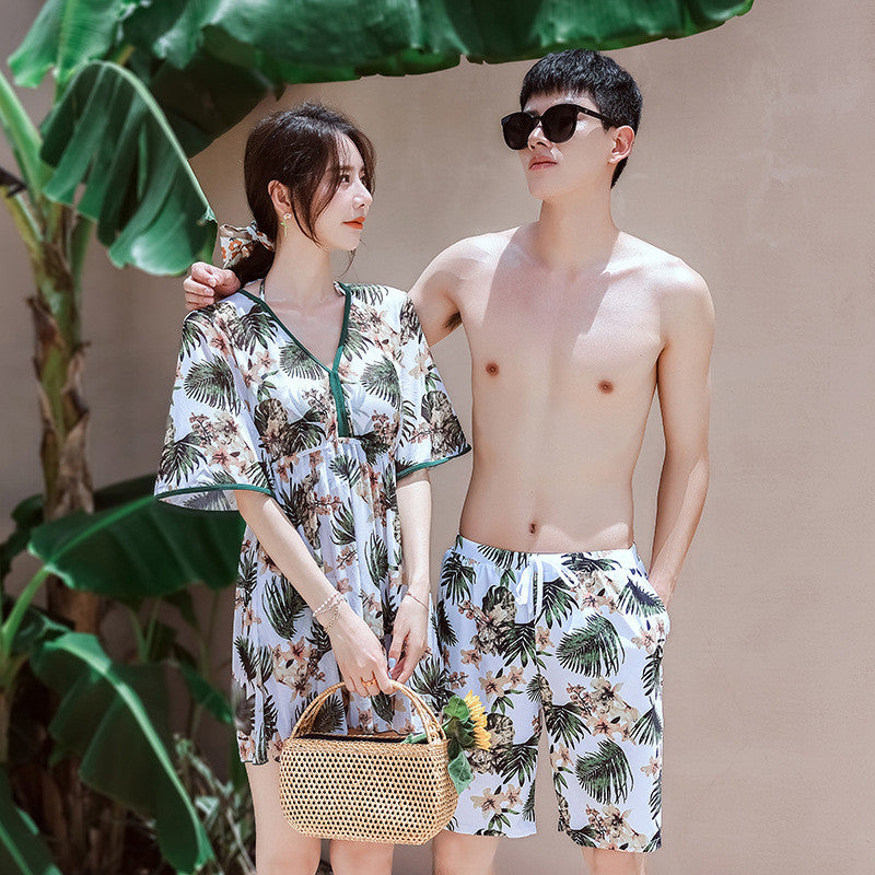 Leaf couples matching swimwear