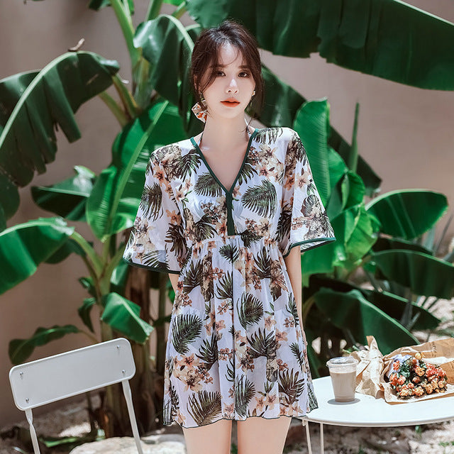 Leaf couples matching swimwear