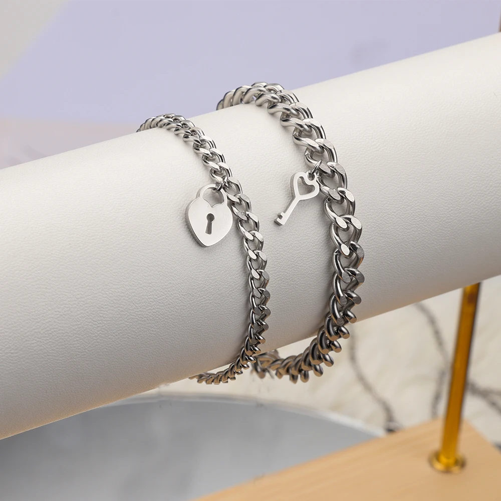 Lock and Key Bracelet Set for Couples
