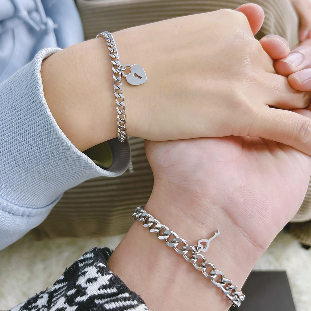 Lock and Key Bracelet Set for Couples