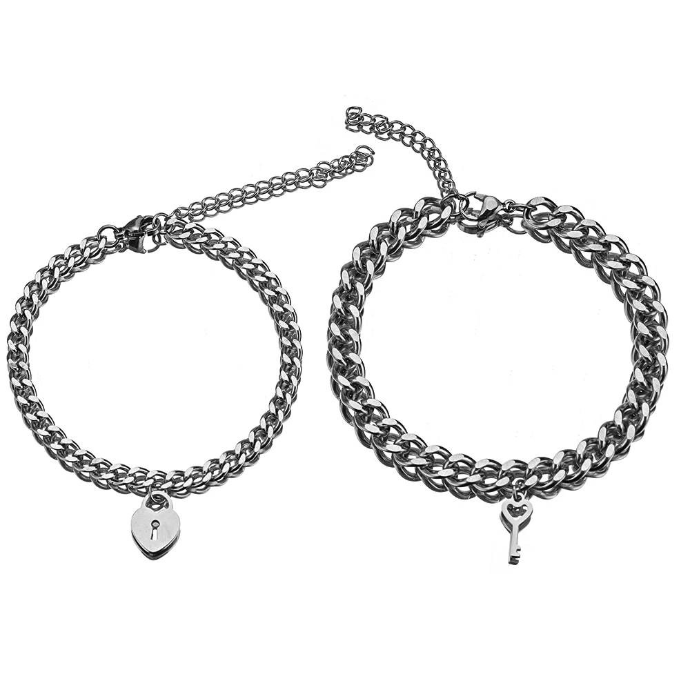 Lock and Key Bracelet Set for Couples