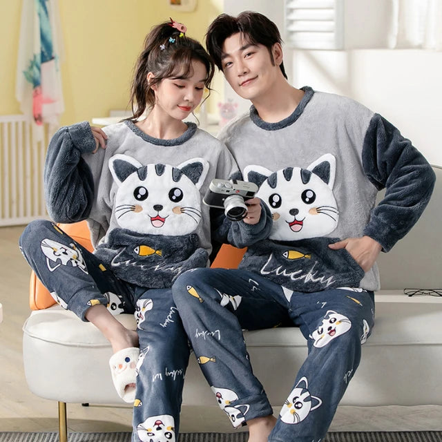 Lucky Cat Matching Couple Pajamas