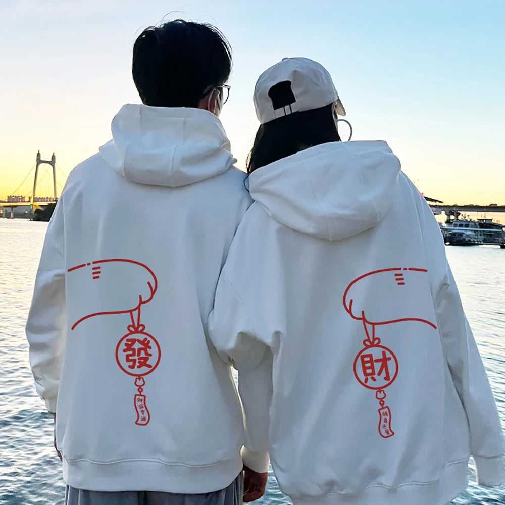 Lucky Cat Cute Matching Couple Hoodies