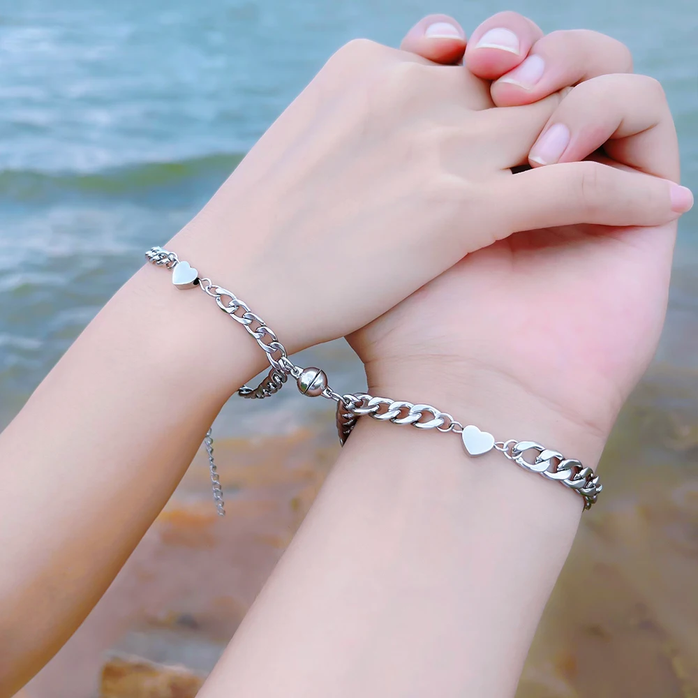 Magnetic Heart Bracelets for Couples