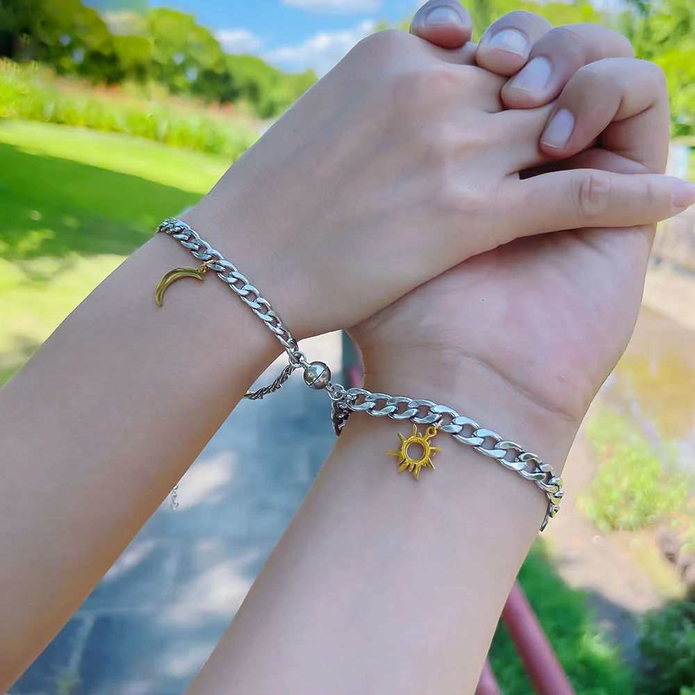 Magnetic Sun and Moon Couple Bracelets