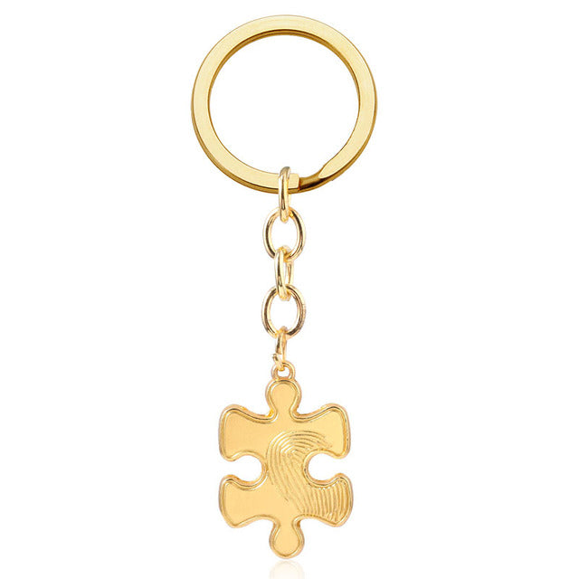 Matching Puzzle Necklace and Keychain