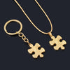 Matching Puzzle Necklace and Keychain