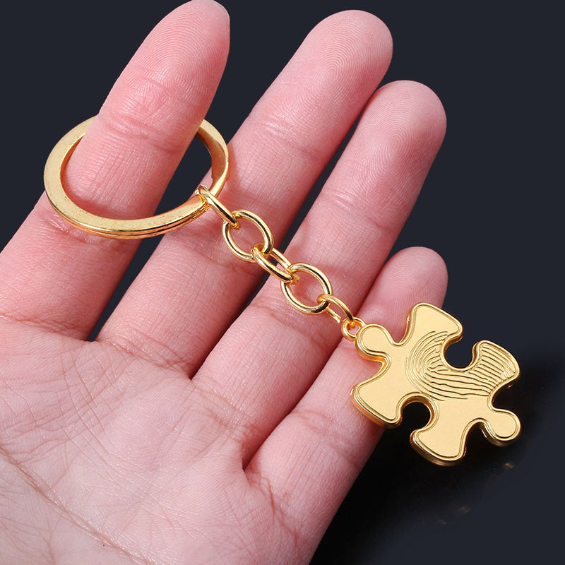 Matching Puzzle Necklace and Keychain
