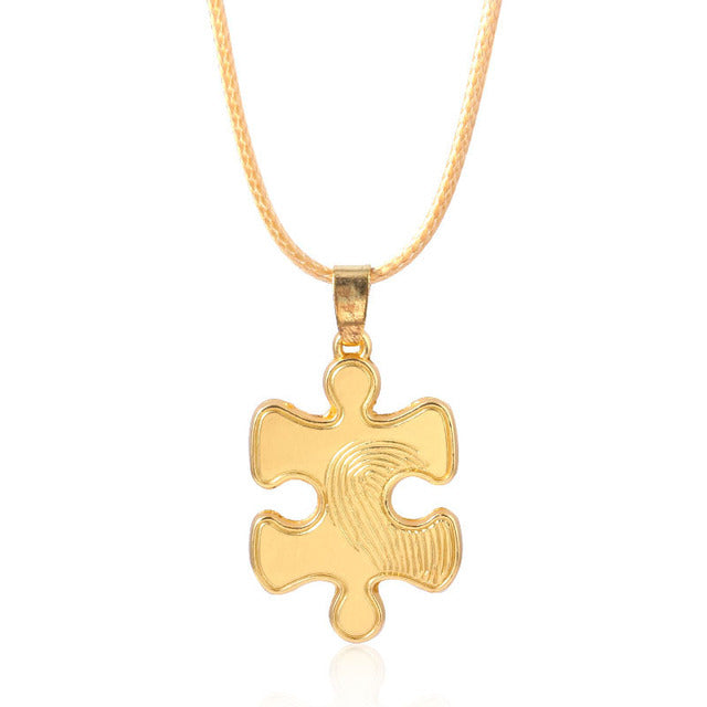 Matching Puzzle Necklace and Keychain