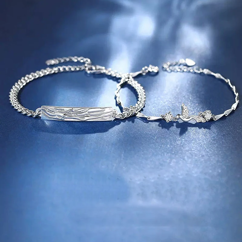 Matching Silver Bracelets for Couples
