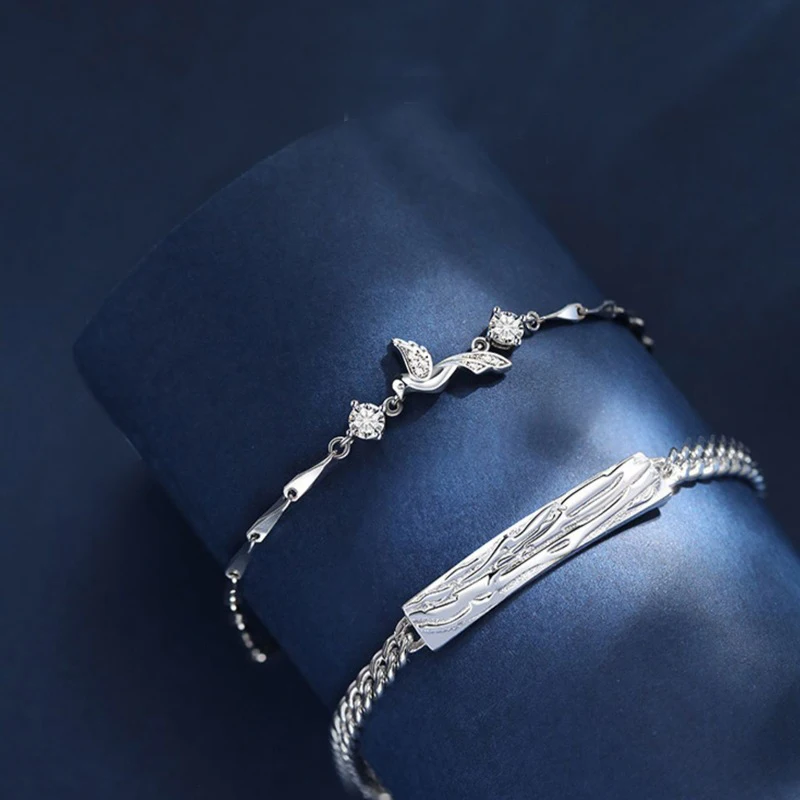 Matching Silver Bracelets for Couples