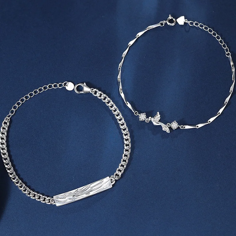 Matching Silver Bracelets for Couples