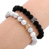 Matching black and white couples bracelets