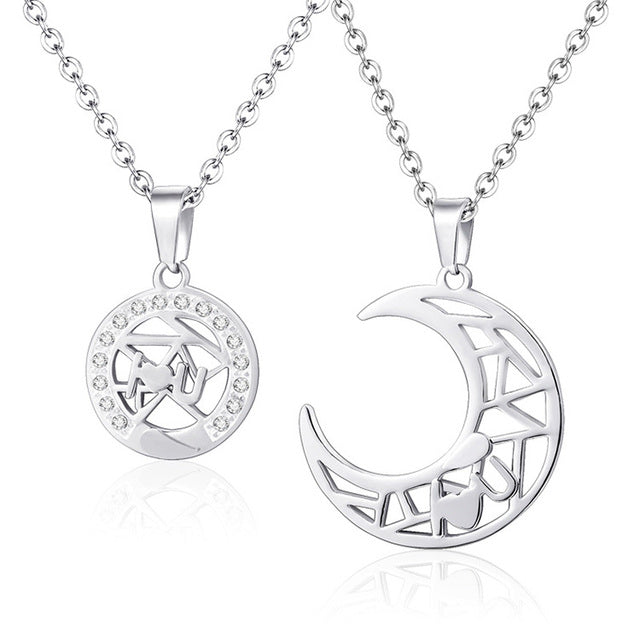Moon and sun matching chains for couples