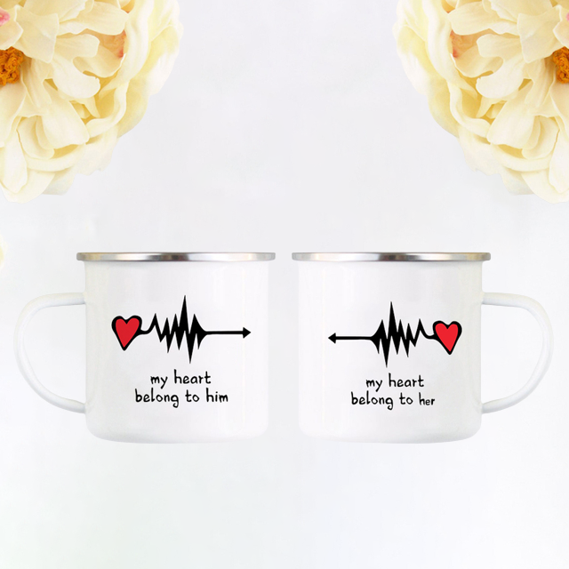 My Heart Belong to Her Him Couple Matching Mugs