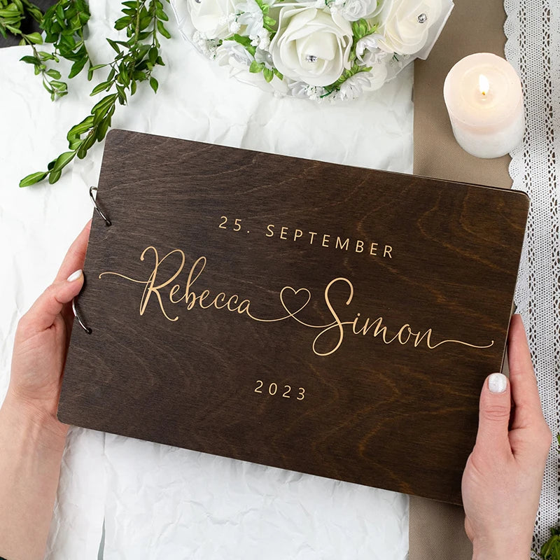 Personalised Wooden Wedding Guest Book