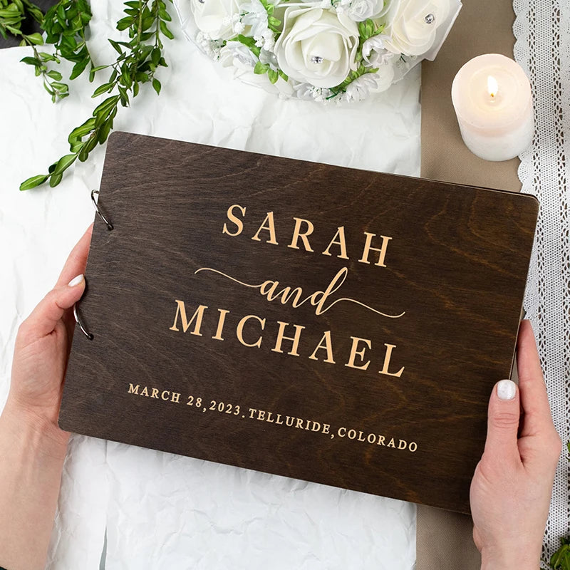 Personalised Wooden Wedding Guest Book