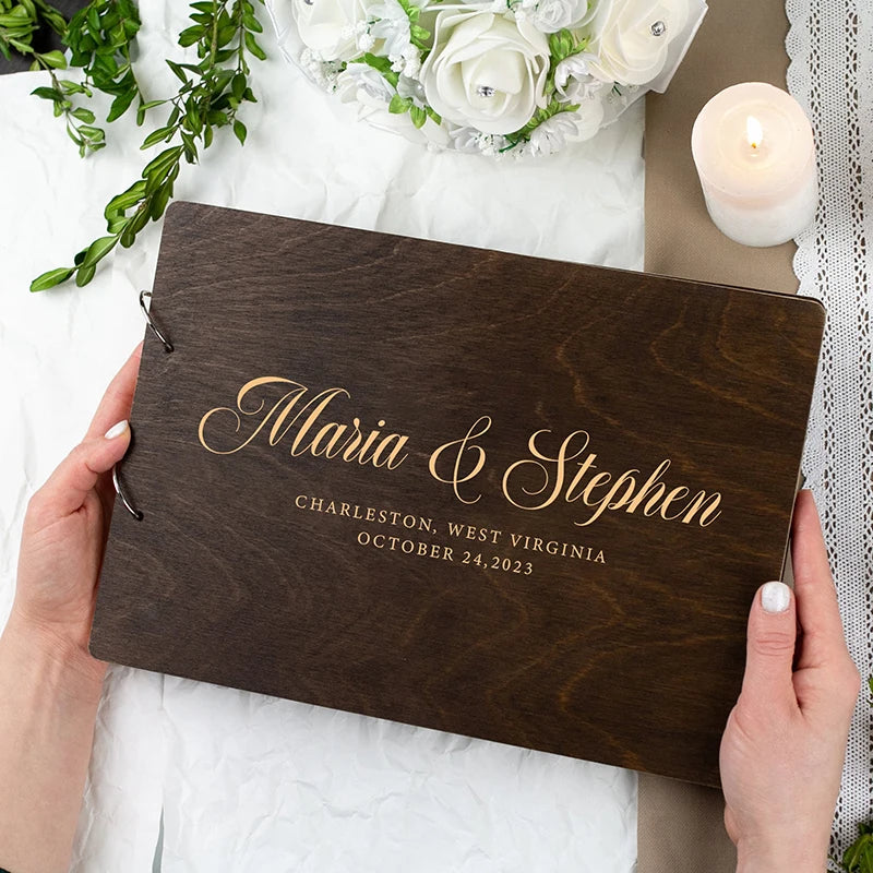 Personalised Wooden Wedding Guest Book