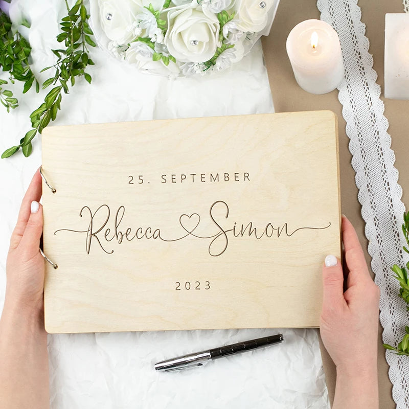 Personalised Wooden Wedding Guest Book