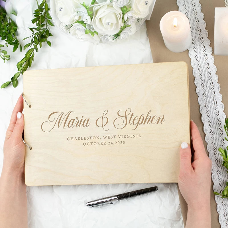 Personalised Wooden Wedding Guest Book