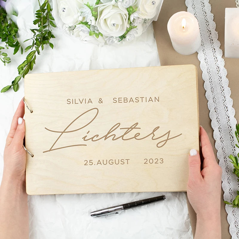 Personalised Wooden Wedding Guest Book