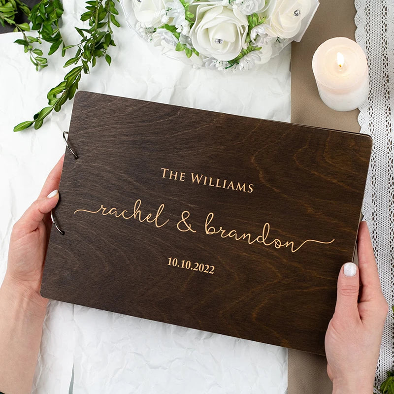 Personalised Wooden Wedding Guest Book