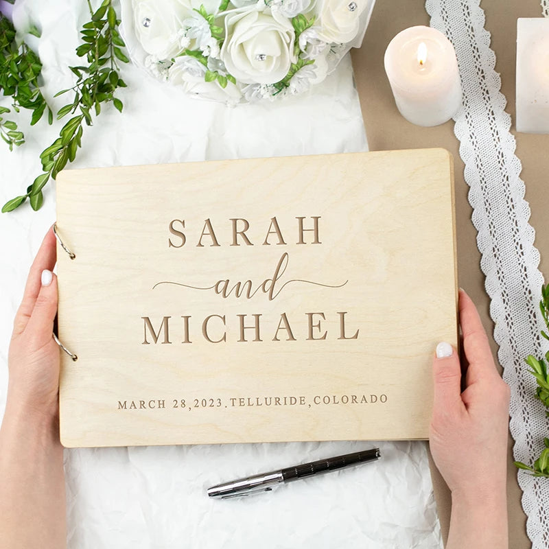 Personalised Wooden Wedding Guest Book