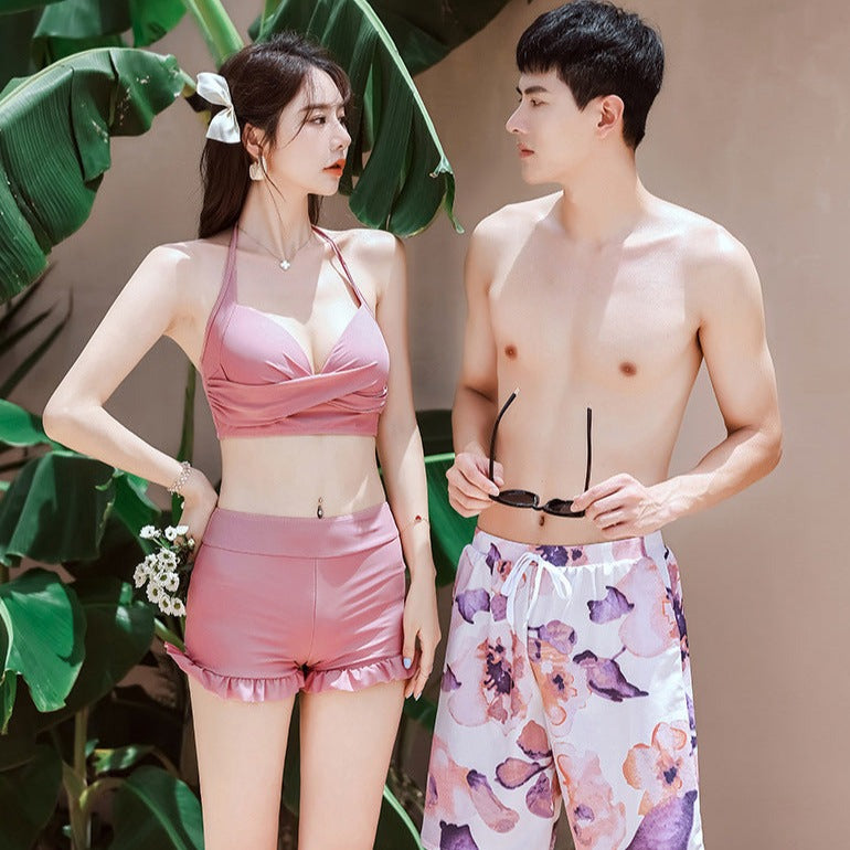 Pink couples bathing suits